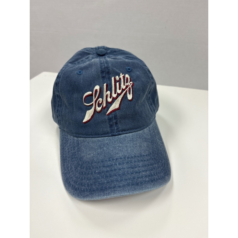 Schlitz Beer Hat Otto Cap Navy Faded Wash Embroidered Logo Adjustable Dad Hat